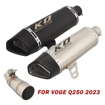 Slip On For QJMOTO Fortess 350 2023 Motorcycle Exhaust Pipe Muffler Mid Link Connect Tube Silencer Stainless Steel