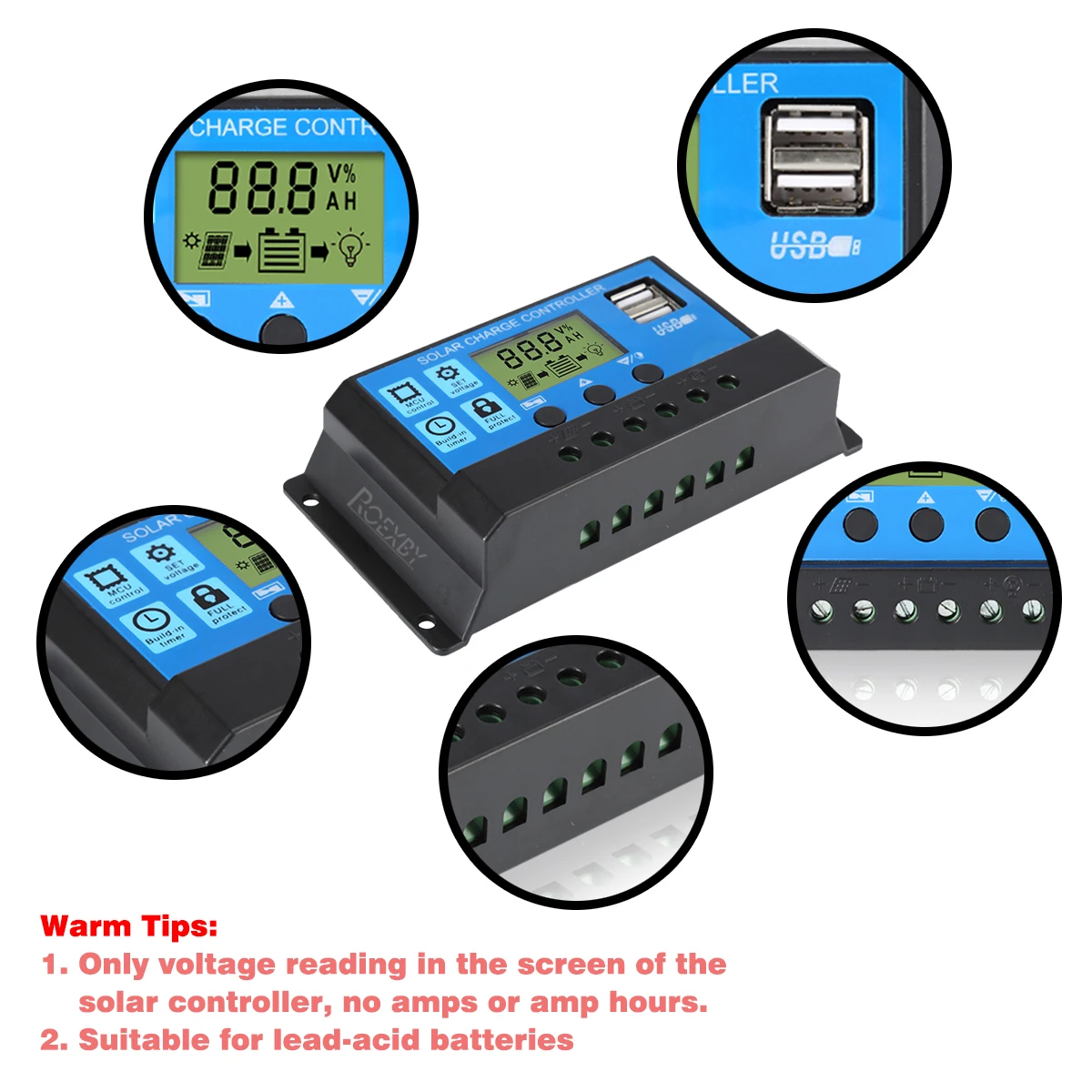 Regolatore Di Carica Solare PWM 12V/24V 30A - Per Pannelli Solari Con LCD E Protezioni - Foto 4