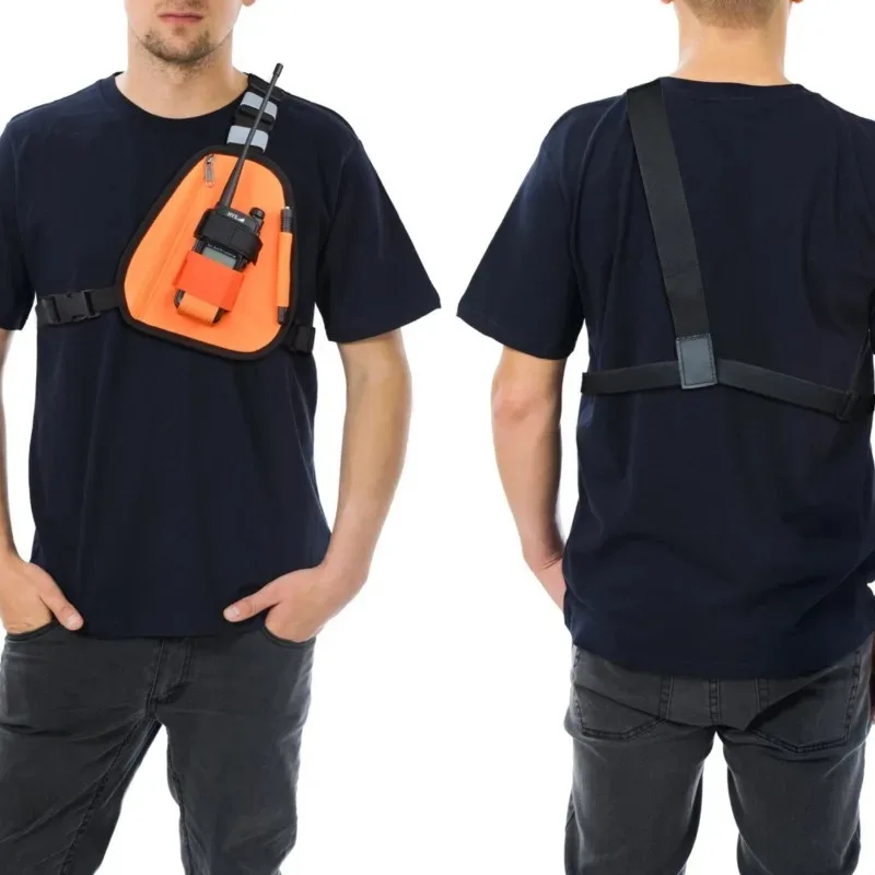 Chest Bag Multi-pocket Walkie Talkie Caller Triangle Unisex Tactical Waist Pack Vest Zipper Adjustable Bag for BF-888S UV-5R