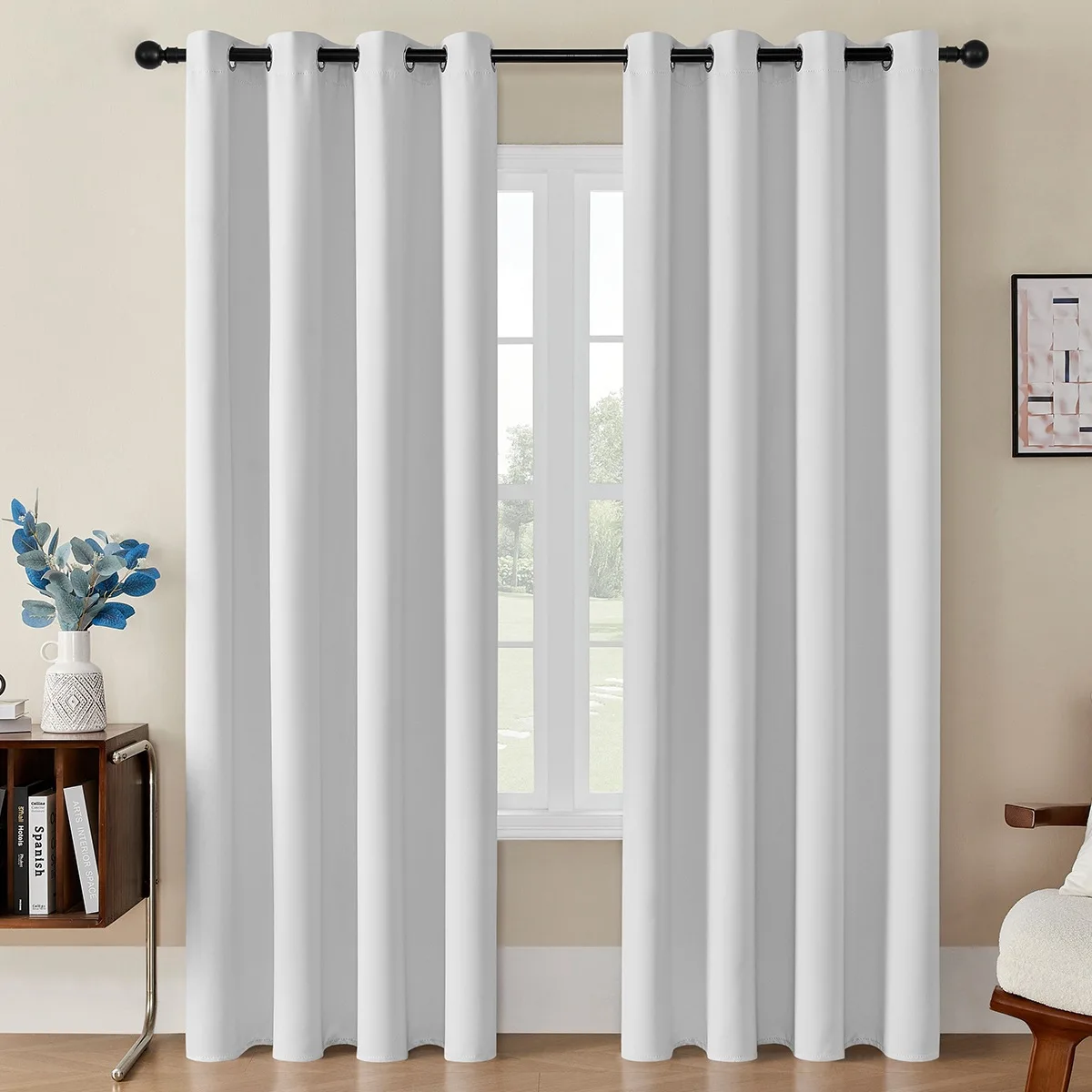 1Pcs Burgundy Linen Fabric 100% Blackout Curtains Solid Color Grommet Top Insulate Window Curtains for Home Living Room 6