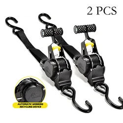 Durable Retractable Cargo Straps - Heavy - Duty Ratchet Belts for Securing Loads and Luggage (2PCS)