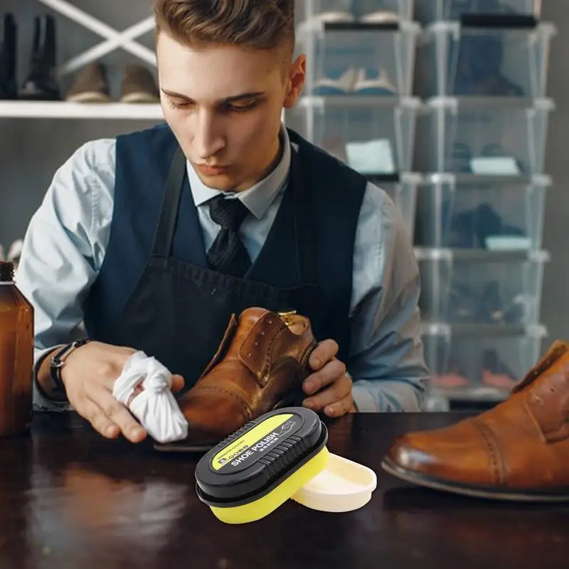 3pcs Multifunctional Double-Faced Shoe Polish Colorless Light Shoes Rub Leather Care Oil Sponge Shoe Wax Shoes Brush