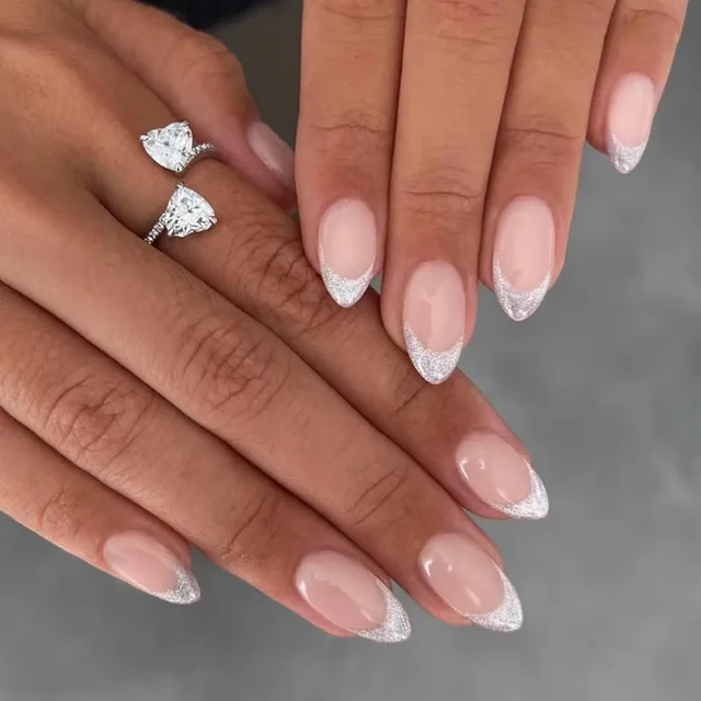 27+ French Manicure with Color Line : Oval Shaped Nails