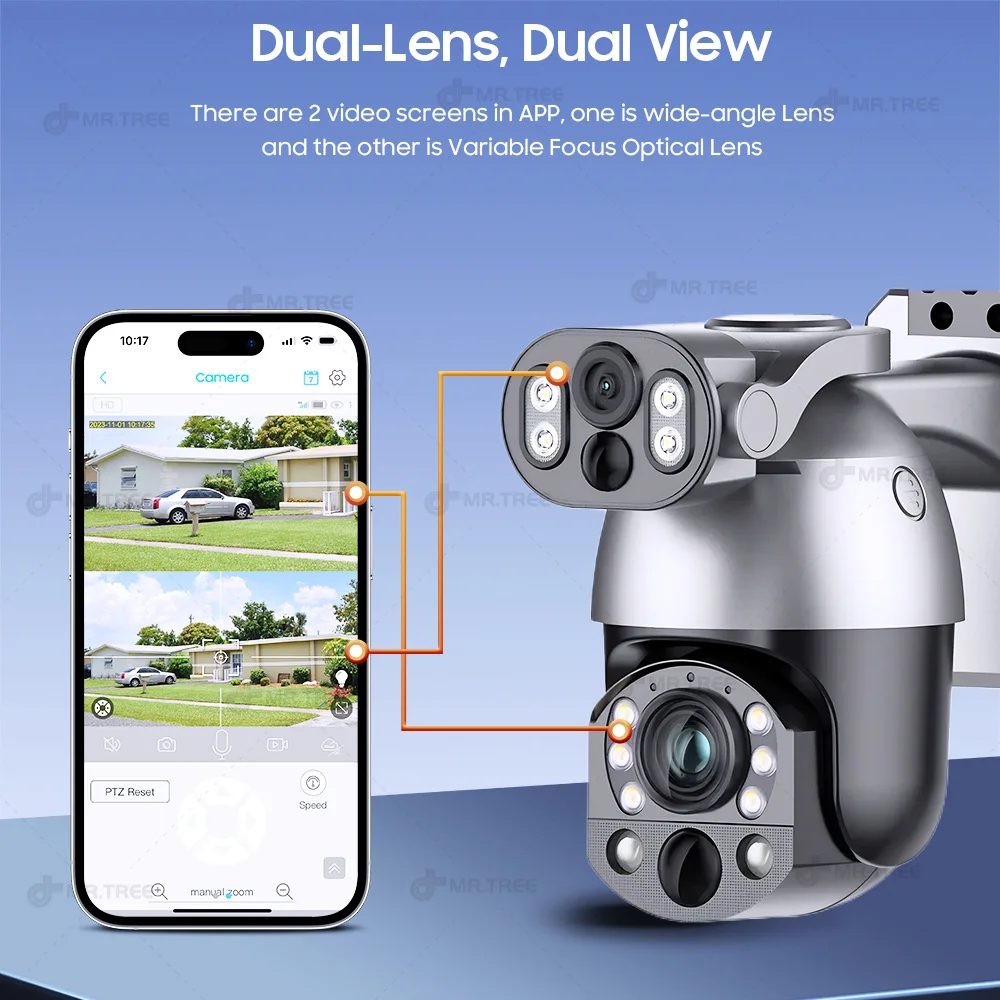 50X Optical ZOOM 10MP Solar Camera 4G SIM 360° Outdoor Dual Lens Human Tracking WIFI Battery Security Cameras PIR Night Vision 6
