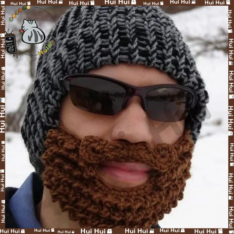 Hip-Hop Adult Hat Big Beard Fake Beard Hat Mask Hand Knitted Warm Wool for Men Women winter hat winter accessories knitted hat scarf set