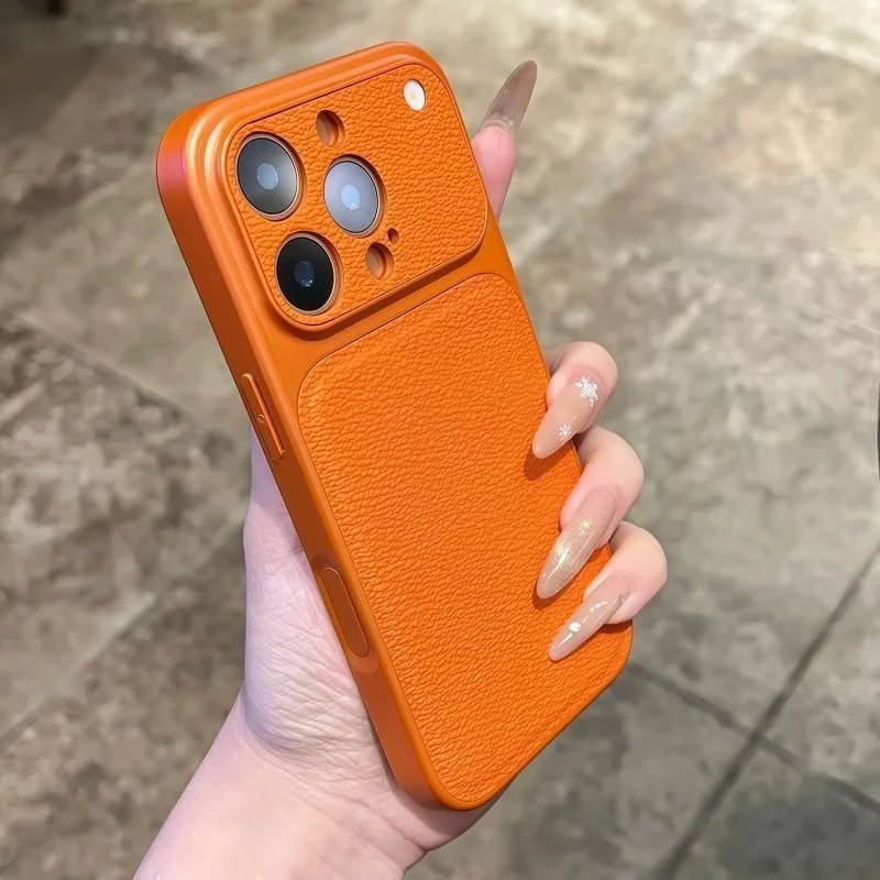 Luxury Leather Texture Shockproof Phone Case with Durable Lens Protection