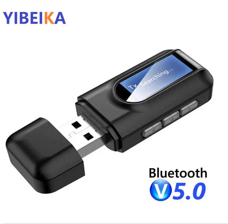 

5.0 Bluetooth Adapter Wireless LCD Display USB Bluetooth Receiver Music Audio Transmitter for PC TV Car 3.5mm AUX Adaptador
