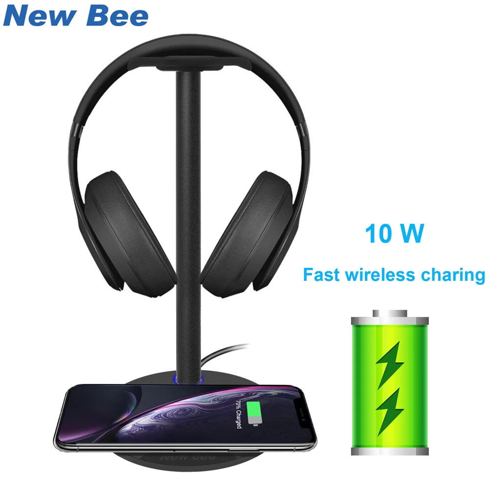 New bee Support de casque RVB avec chargeur sans fil, support pour