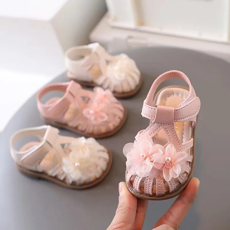 

Summer Baby Girls Sandals Flower Fashion Pink Princess Toddler Shoes Soft Sole Baby Shoes 0-3 Years Flat Sandals Walking Shoes
