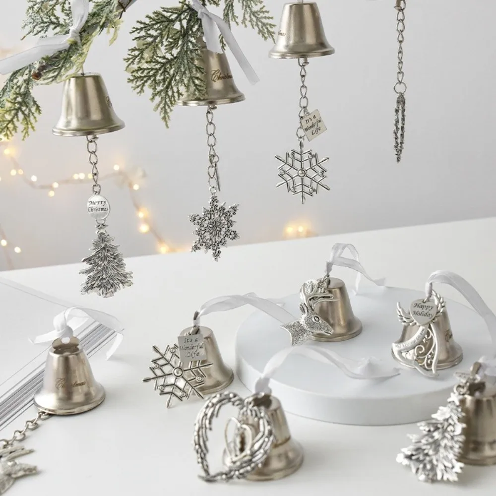Silver Iron Christmas Bell Ornament for DIY Holiday Decor