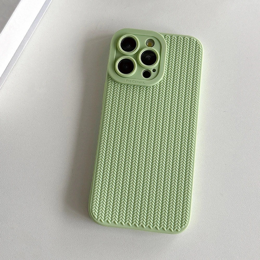 Elegant Fine Hole Woven Pattern Silicone Phone Case with Full Camera Protection & Shockproof Soft Bumper Cover