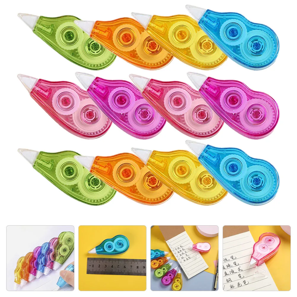 12Pcs Household Portable Correction Tape Kawaii White Out Corrector Promotional Gift Stationery Student Prize School Office 12M