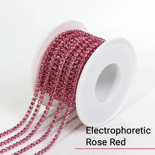 XiChuan 1 Yard 10 Colors Claw Rhinestone SS6 SS8 Crystal Tassel Diy Clothes Earring Accessories Beads Diamond Rhinestone Chain Rose red Elec