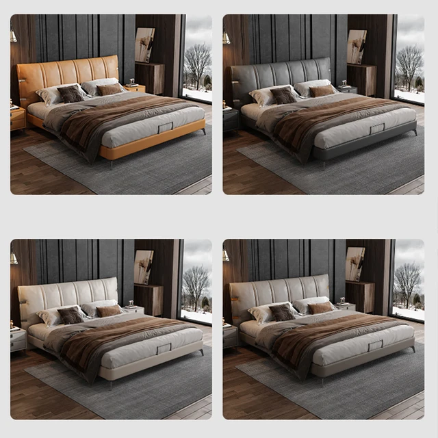 Luxurious King-size Bed Made Of Genuine Leather, Italian Design Double Bed  Modern Designer Bedroom Furniture Headboard Upholster - Beds - AliExpress