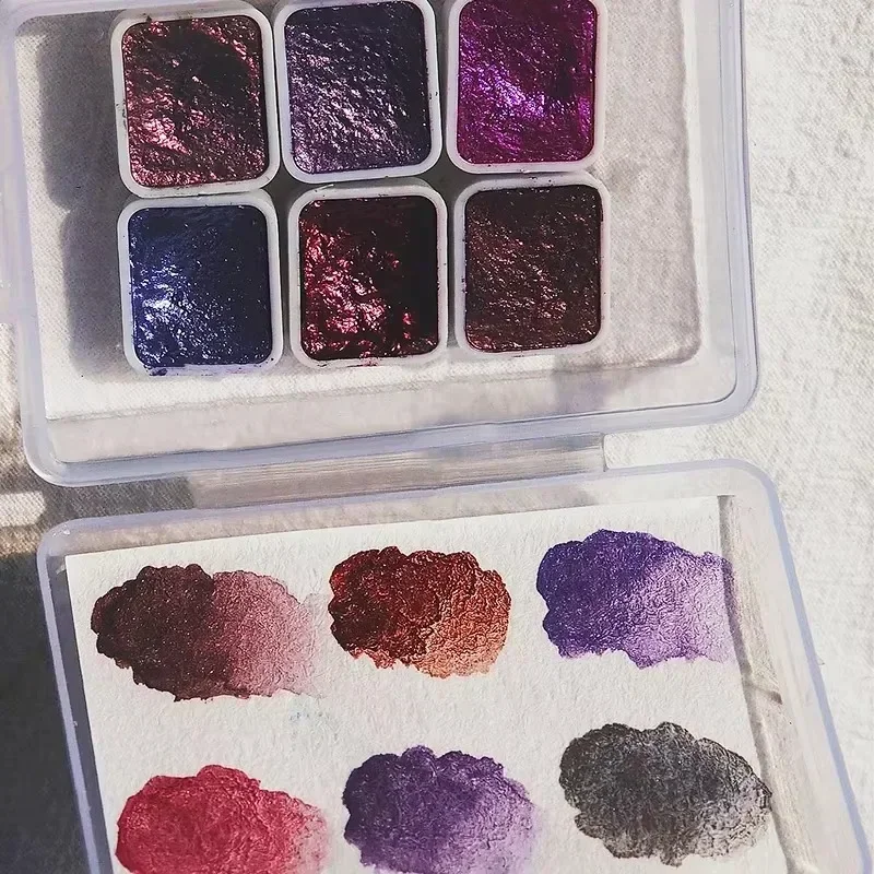 6-12 colors Nail Solid Pigment Watercolor Blue Purple Green Manicure Decor Metallic Draw Smudge Glitter Watercolor Nail Pigment