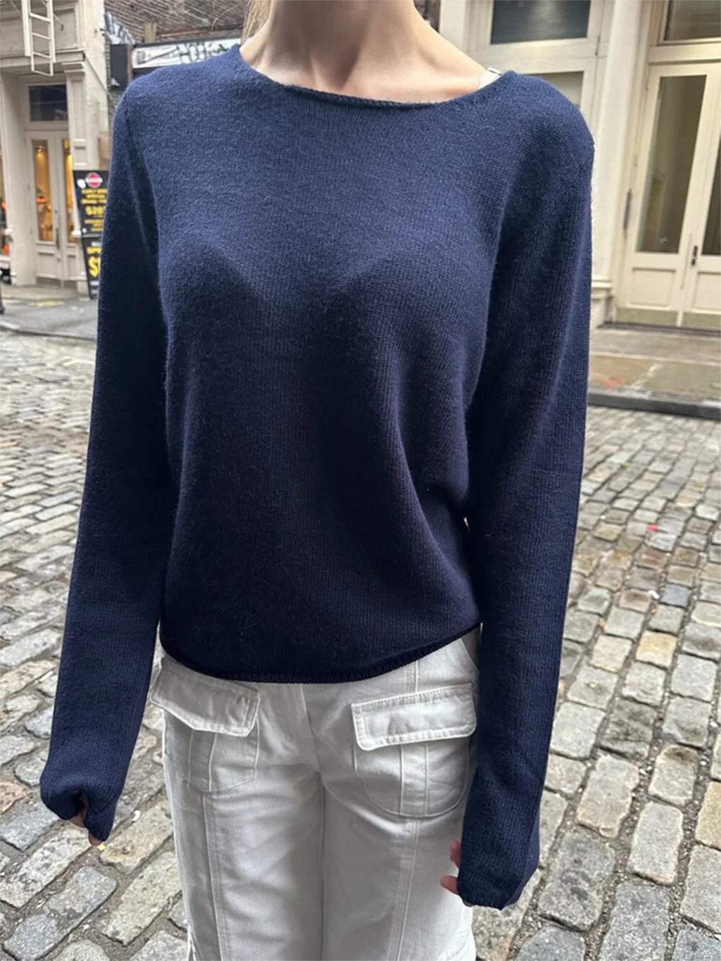 Women's Retro Casual Early Spring Round Neck Long Sleeve Irregular Hem T-shirt main image 1