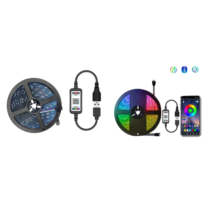 

Светодиодная лампочка, водонепроницаемая, 5050Rgb, Bluetooth App, 5 В, гибкая лампочка для украшения дома, Rgb Лампочка