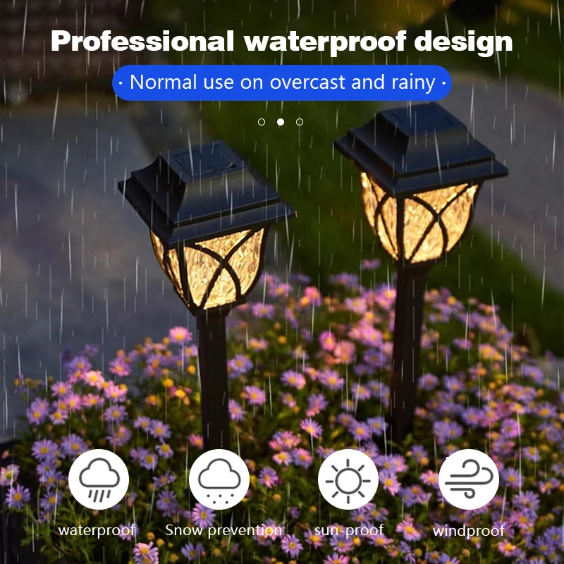 2-8 Pack LED Solar Courtyard Lamp Outdoor Waterproof Lawn Lights Solar Garden Paths Lane Landscape Lighting Decorative Lights 3