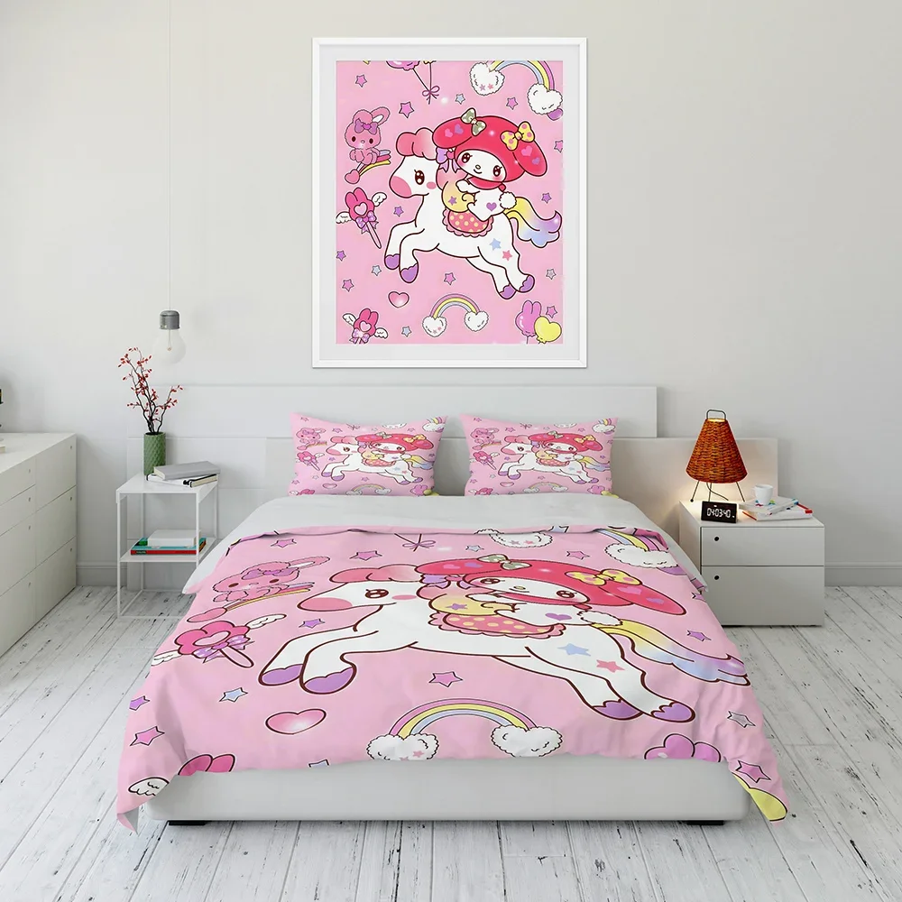 

Sanrio My Melody pink Cartoon Duvet Cover Bedding Set Anime Comforter Cover for Bedroom Decoration Children Birthday Gifts