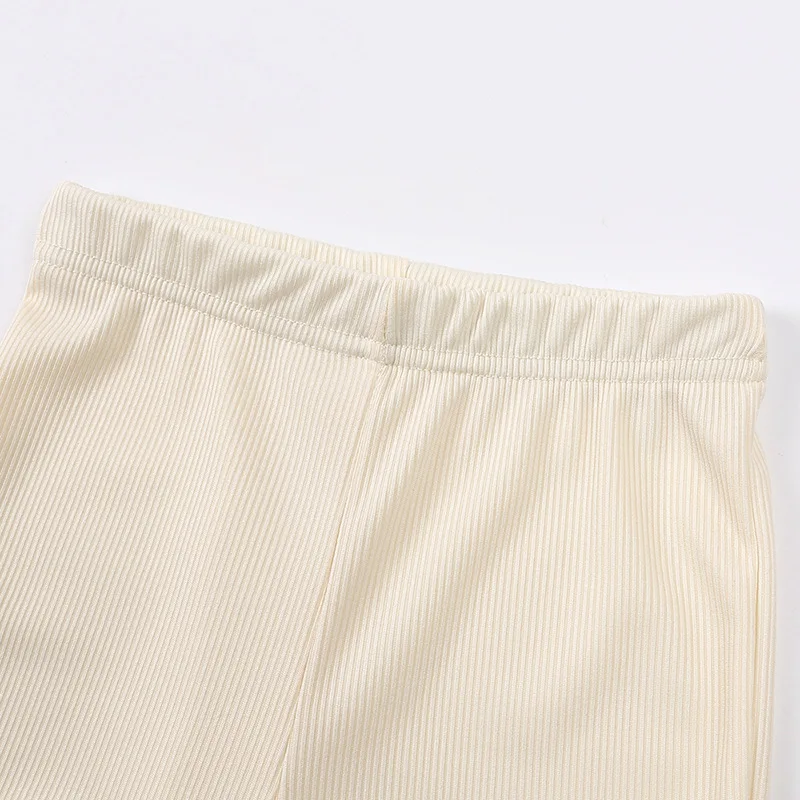 Neues Koreanisches Kurzarm-Set Sommer Einfarbiges Pullover-Oberteil + Schlaghose Dünnes Lässiges Zweiteiler-Set Geeignet für Mädchen im Alter von 2-8 Jahren – Detail 21