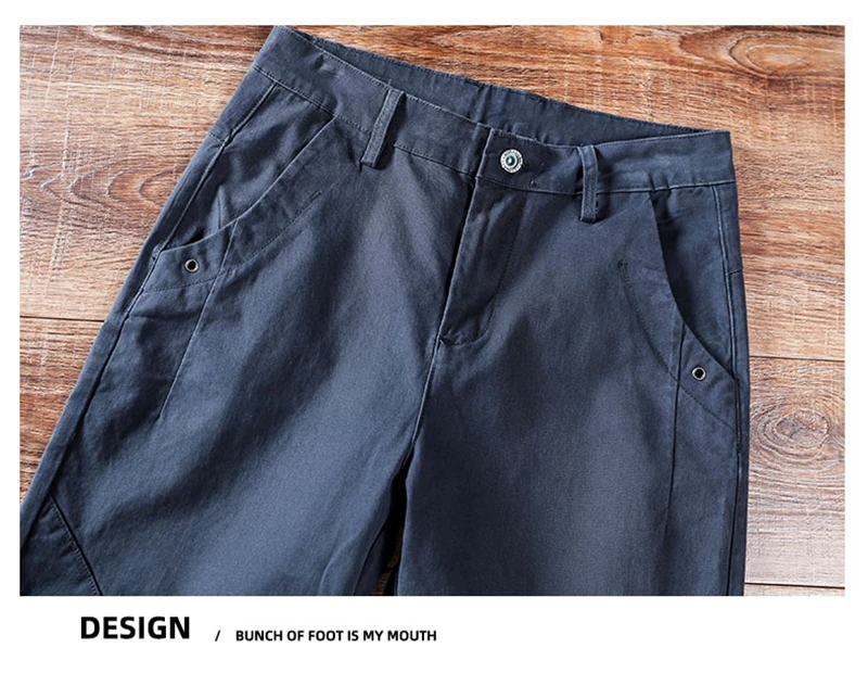 2024 New Spring Autumn Men's Cargo Work Pants 97%Cotton Thick Solid Color Wear Korean Grey Casual Trousers Male Plus Size 38 40