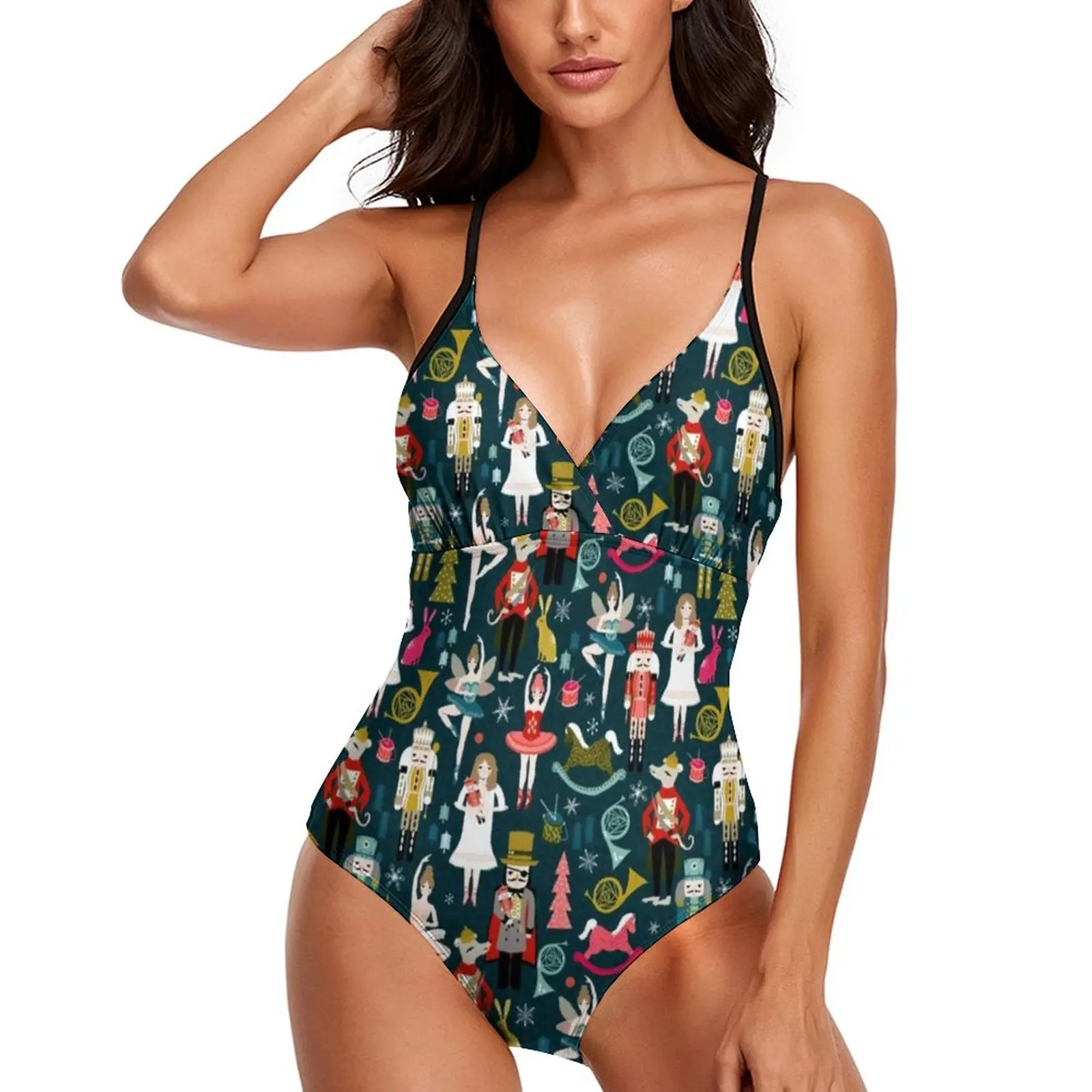 

Забавный музыкальный купальник, пикантный балетный Бандаж с вырезами, Цельный купальник, новинка, боди, пляжная одежда с эффектом пуш-ап, пляжная одежда