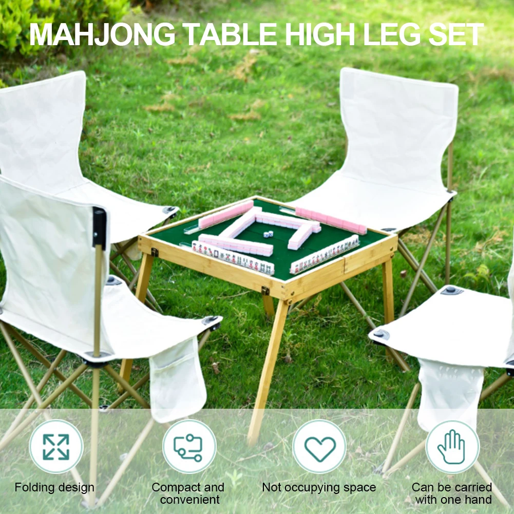 Outdoor Folding Mahjong Table with Mahjong Tiles Set Portable Mahjong Game Kits for Outdoor Camping Dormitory 4