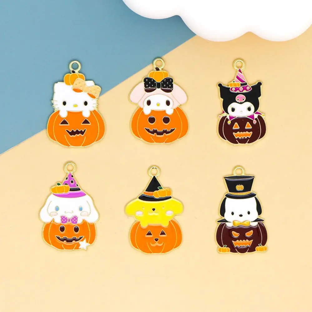 

10pcs Sanrio Halloween Cartoon Hello Kitty Kuromi Pumpkin Charms Halloween Pendant Fit Necklaces Handmade Jewelry Finding
