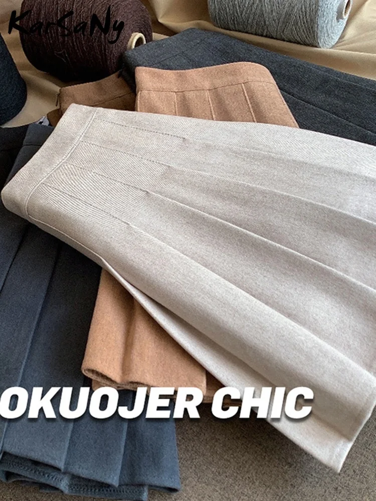 

Women's Woolen Skirts Winter For School Pleated Mini Skirt 2023 Autumn High Waist Coffee Woolen Mini Pleated Skirt With Shorts