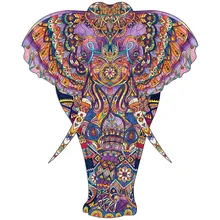 

Elephant Puzzle Wooden Jigsaw Alien Animal Unique Piece Rainbow Pop Design 12 Pattern Puzzles for Baby Gift Casual Games