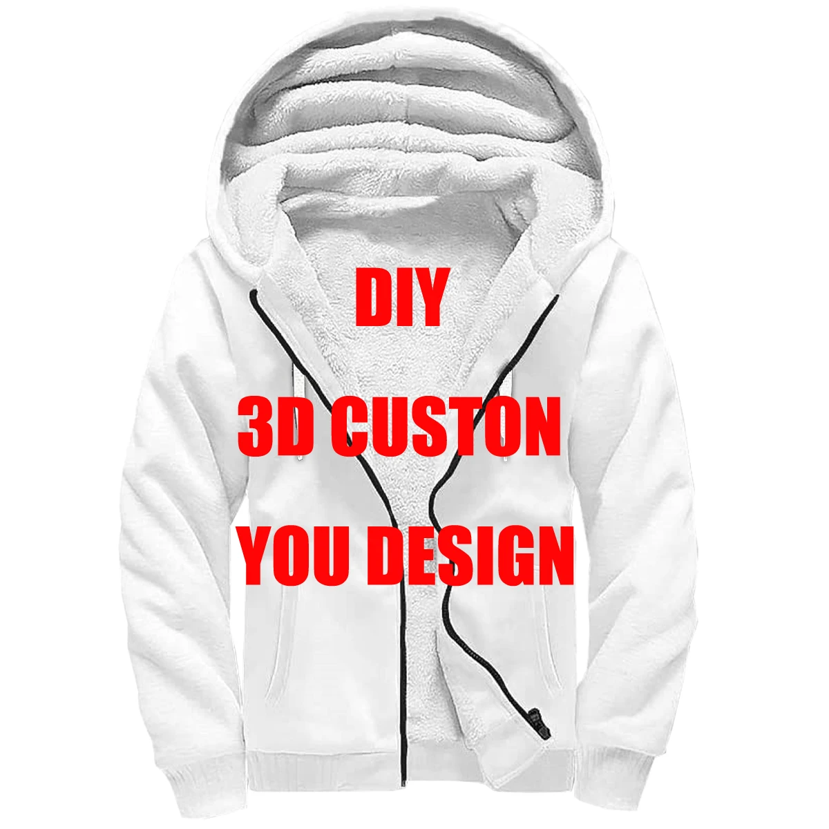 MCDV - DIY Accept Custom Design Drop Shipping and Wholesale 3D Printing Fleece Zipper Hoodies Unisex Thick Warm Coat