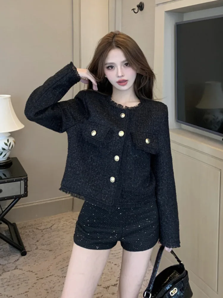 

High Quality Small Fragrance Tweed Jacket Coat Women's Spring Fashion Casual Fried Street Short Coats French Vintage Outerwears