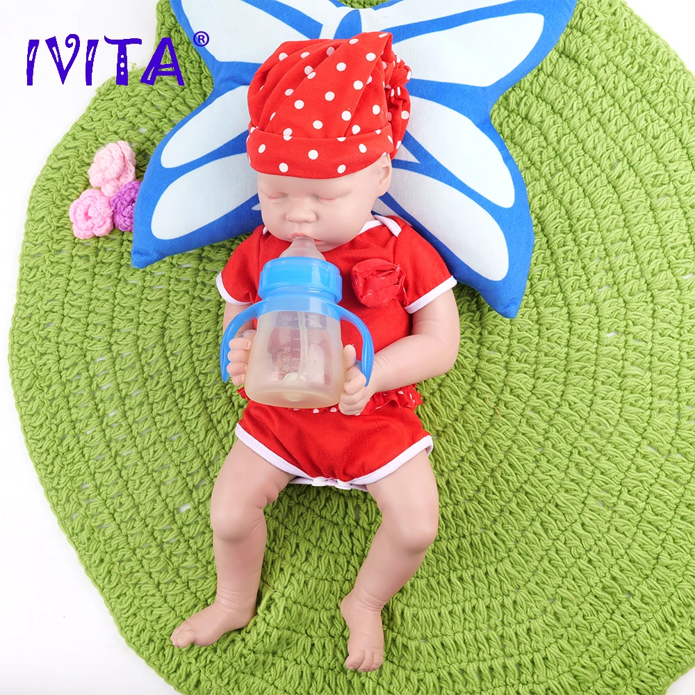 IVITA WG1565 18.11inch Full Body Silicone Reborn Baby Doll Realistic Girl Dolls Unpainted Baby Toys with Clothes for Kids
