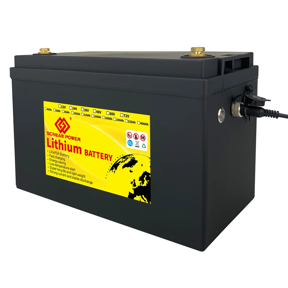 Batterie LifePo4 12v 40Ah Cycles profonds avec fer au lithium BMS pour  moteur de pêche à la traîne Panneaux solaires RV Appareils bateau Chariots  de golf marins avec chargeur : : Sports