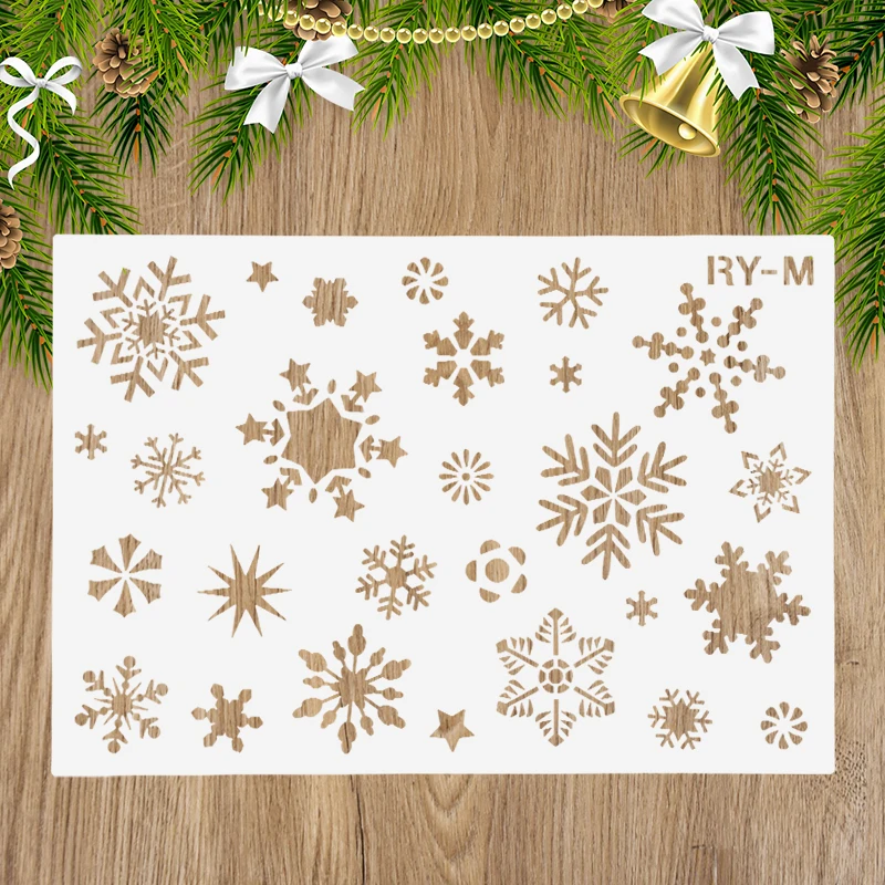 Christmas Stencils 1/6pcs For Painting Santa Footprints Floor Santa Claus Boot Prints And Snowflake Stencils Template