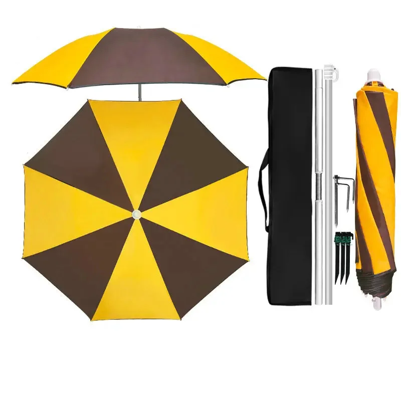 Outdoor Fishing Umbrella Triple Fold Portable Camping Beach Umbrella Sun Protection One Layer Patio Umbrellas Silver Adhesive fold parasol