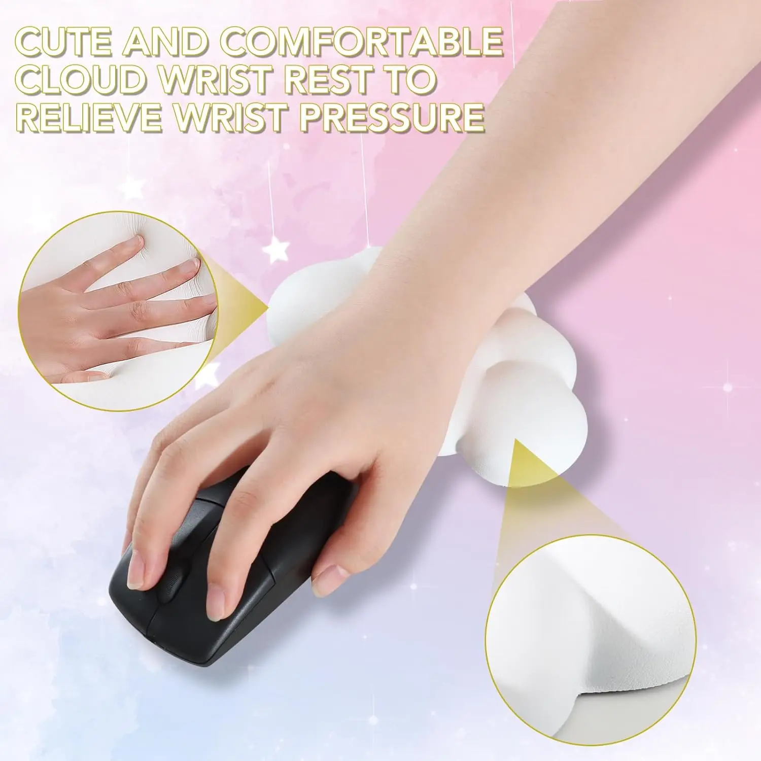 Keyboard Cloud Wrist Rest Memory Foam Keyboard Palm Rest Ergonomic Keyboard Pad Wrist Support for Pain Relief Mouse Pad Rest