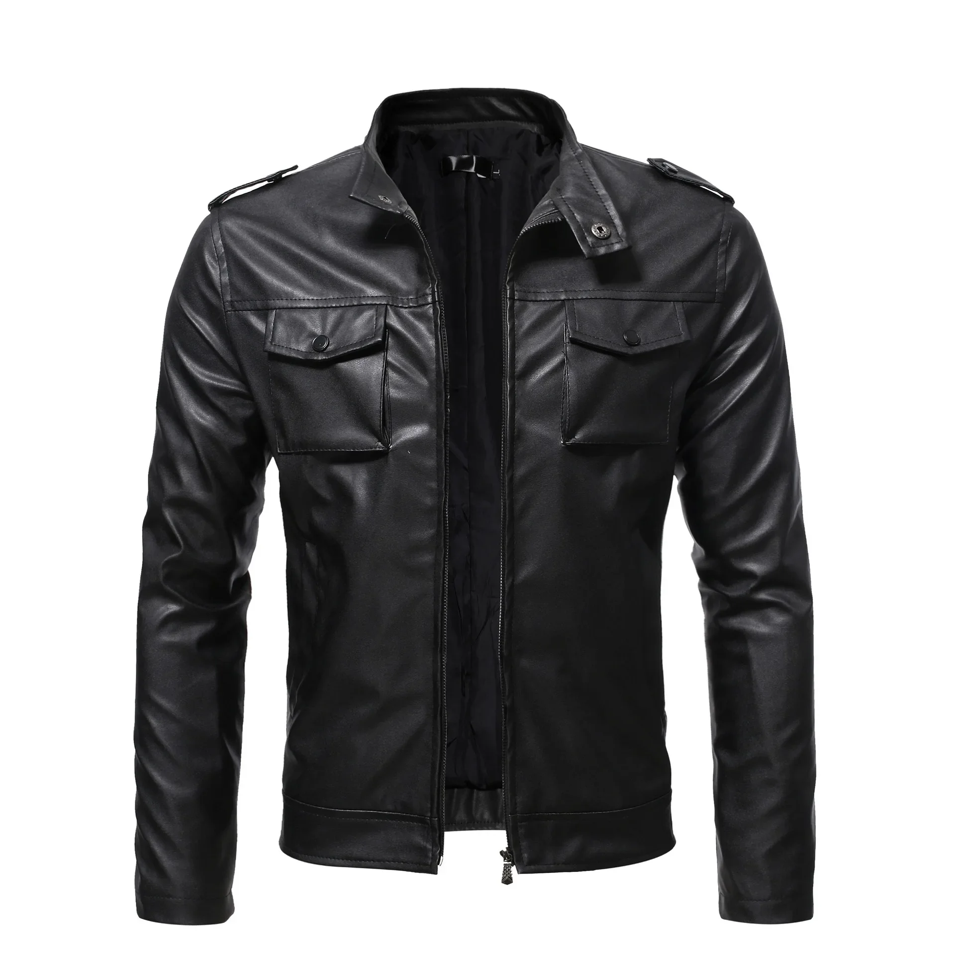 Fashionable Men's Biker Leather Jacket Autumn Winter New Arrival Casual European Size Comfortable Soft Real Leather Coat - 4