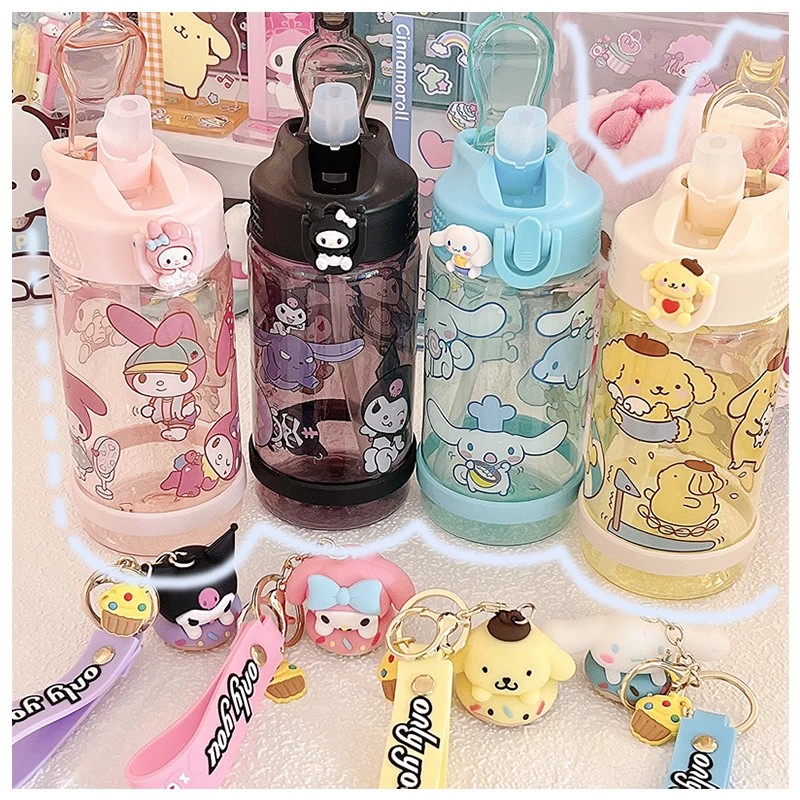 Sanrioed Kawaii мультфильм наклейка летняя спортивная чашка для воды My Melody Cinnamoroll Kuromi Purin