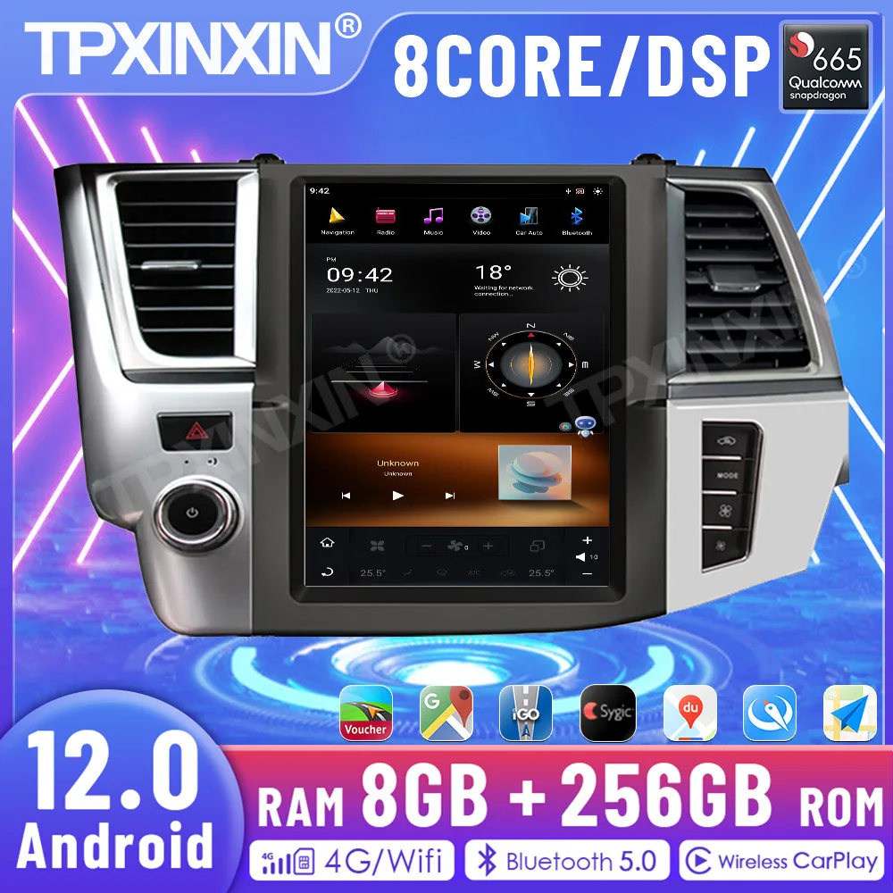 

Car Radio Multimedia Video Player For Toyota Highlander 2014-2018 Gps Navi Stereo 4G Rds Dsp Carplay 2 Din Android 12.0 8+256GB