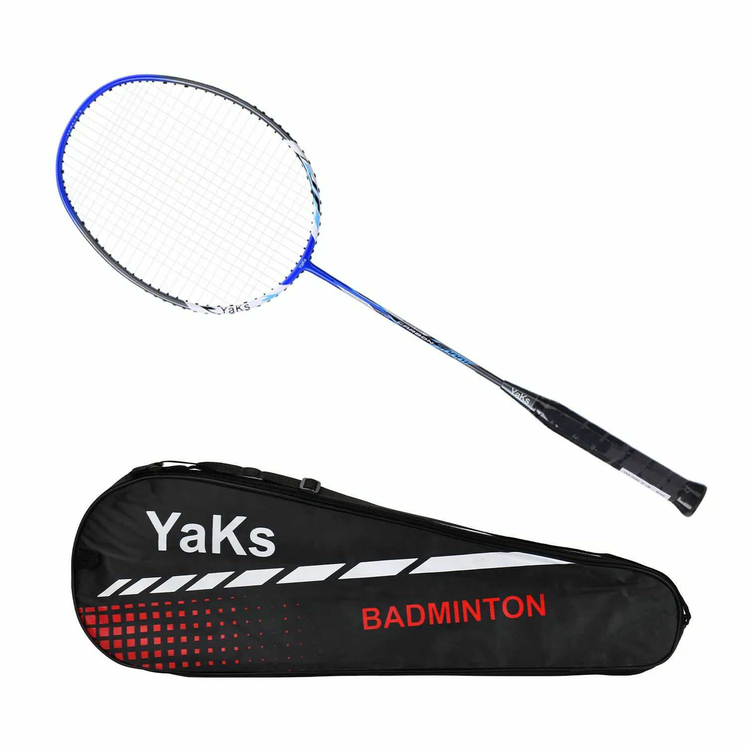 

YaKs Brand New Carbon Fiber Badminton Racket Ultra Light Offensive Professional Badminton Bat String Grip Cover Set Training 4U4