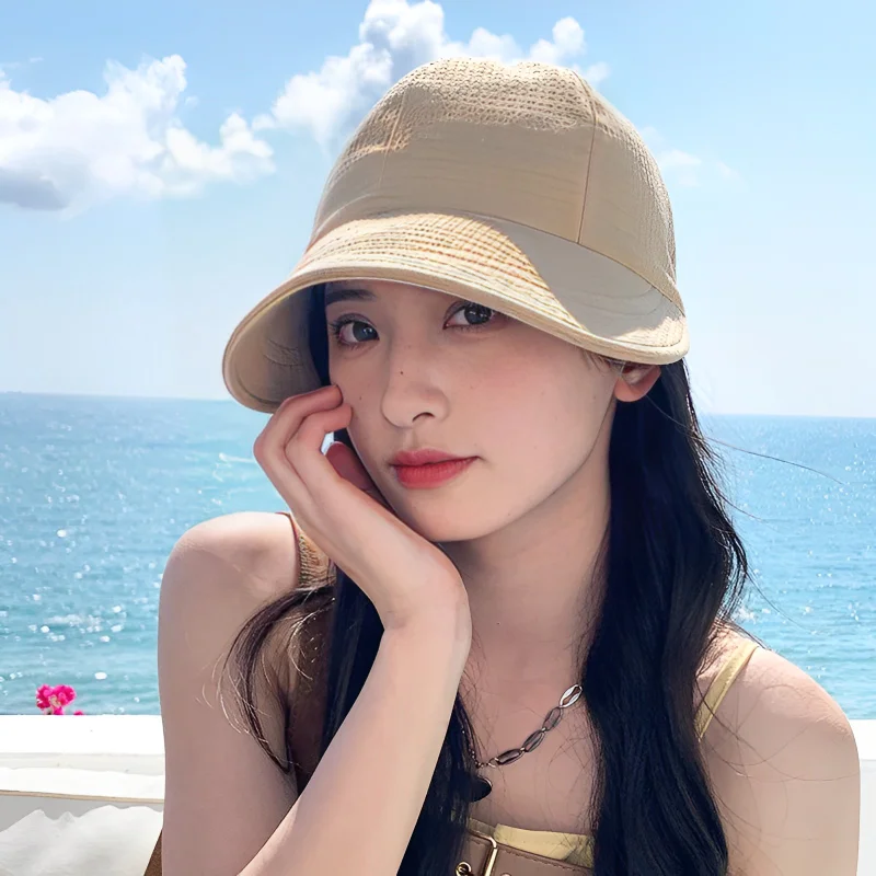 여성용 접이식 넓은 챙 모자, 조정 가능한 휴대용 야외 비치 버킷 햇, 여름 태양 보호 바이저, 어부 모자, 파나마 모자