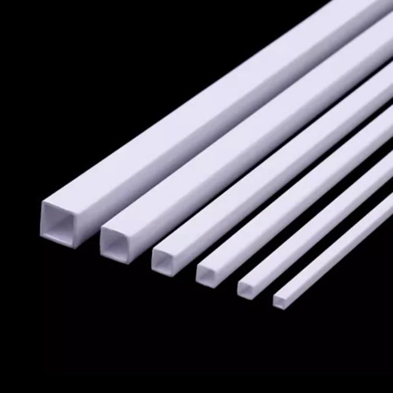 ABS Plastic Square Tube 10Pcs Hollow Square Bar Rods Styrene Rod for DIY Sand Table Architectural Model Making