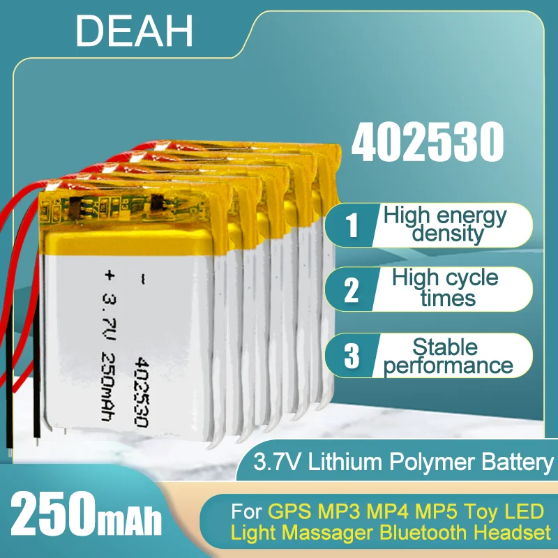 402530 250mah 3 7 V литиевая полимерная аккумуляторная батарея для GPS MP3 светильник умные