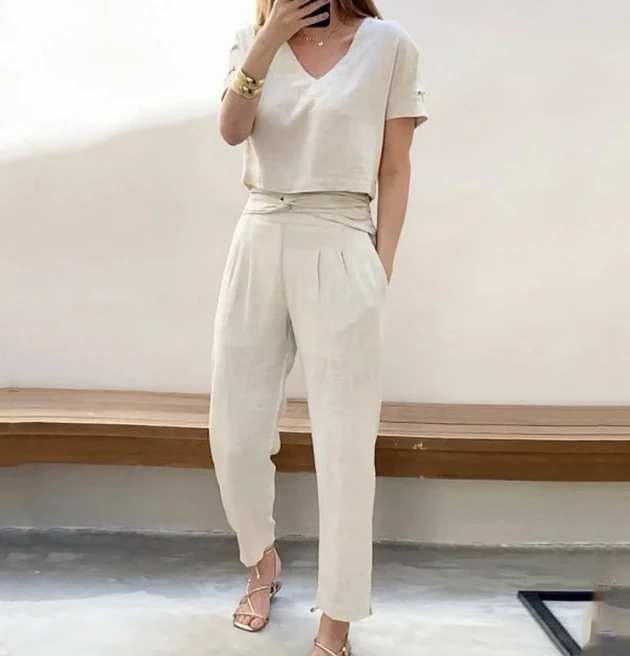 

Women's 2023 New Hot Selling Casual Loose Solid Color Two Piece Set In Stock