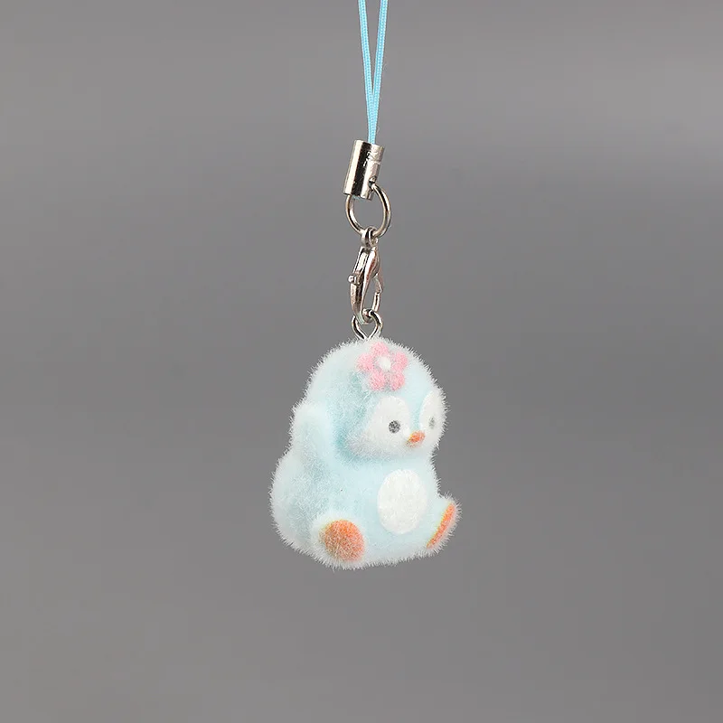 Cute Penguin Keychains Flocking Resin Penguin Pendant Keyring for Bag Pendant Mobile Phone Lanyard Accessories Daily Key 장식