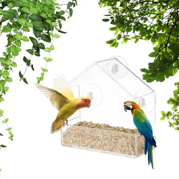 Bird Feeder Transparent House Type Feeding Cage With Suction Cup For Window Glass Hummingbird Outdoor Gazebo Bird Accessories - Image 4