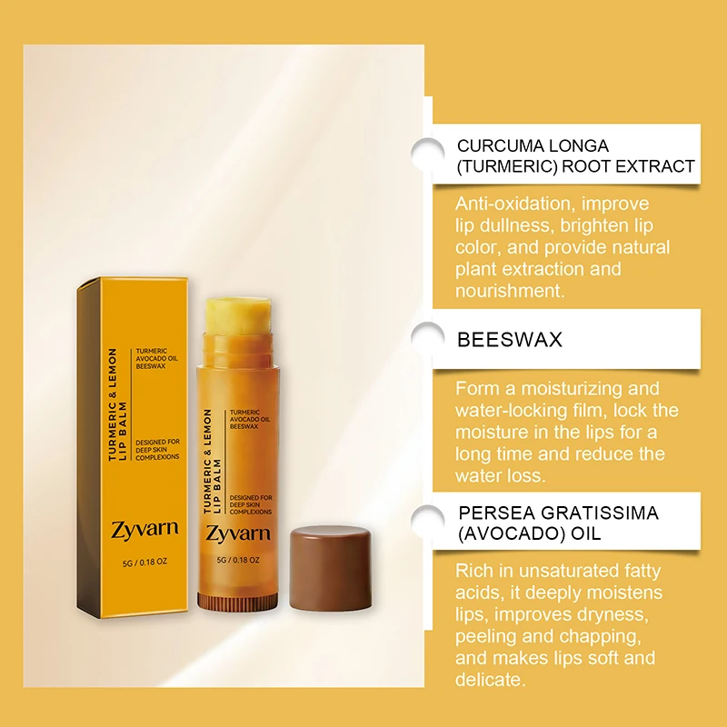 Revitalizing Lemon Turmeric Lip Balm - Deep Nourishment & Moisture, Gentle Exfoliation, Winter Defense Against Dryness