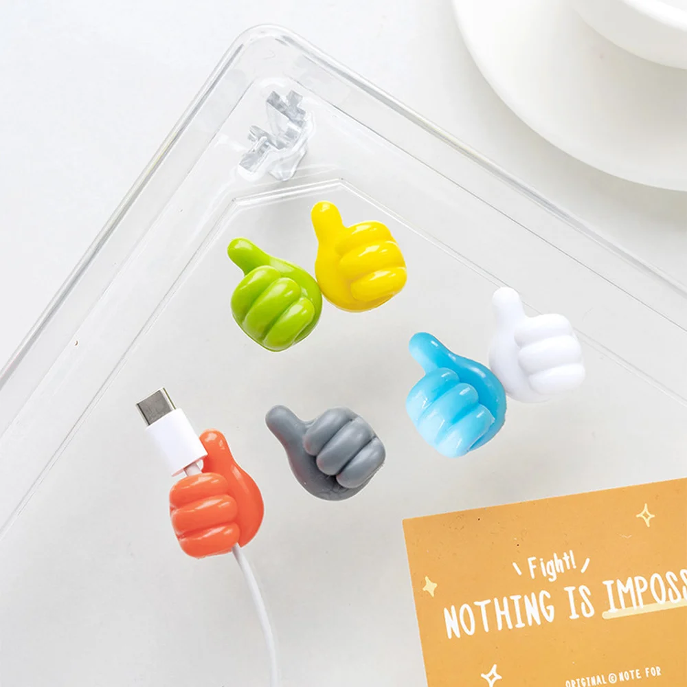 Thumb Style Hooks Charge Data Cable Holder Managment Adhesive Cable Support Organizer Wall Hooks for Keys Multifunctional Clip
