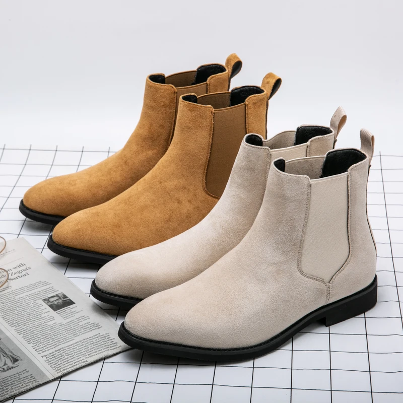 

Ankle Boots Suede Leather Fall Spring Chelsea Boots for Men Brown Genuine Leather Casual Boots Work Office Formal Shoes for Men